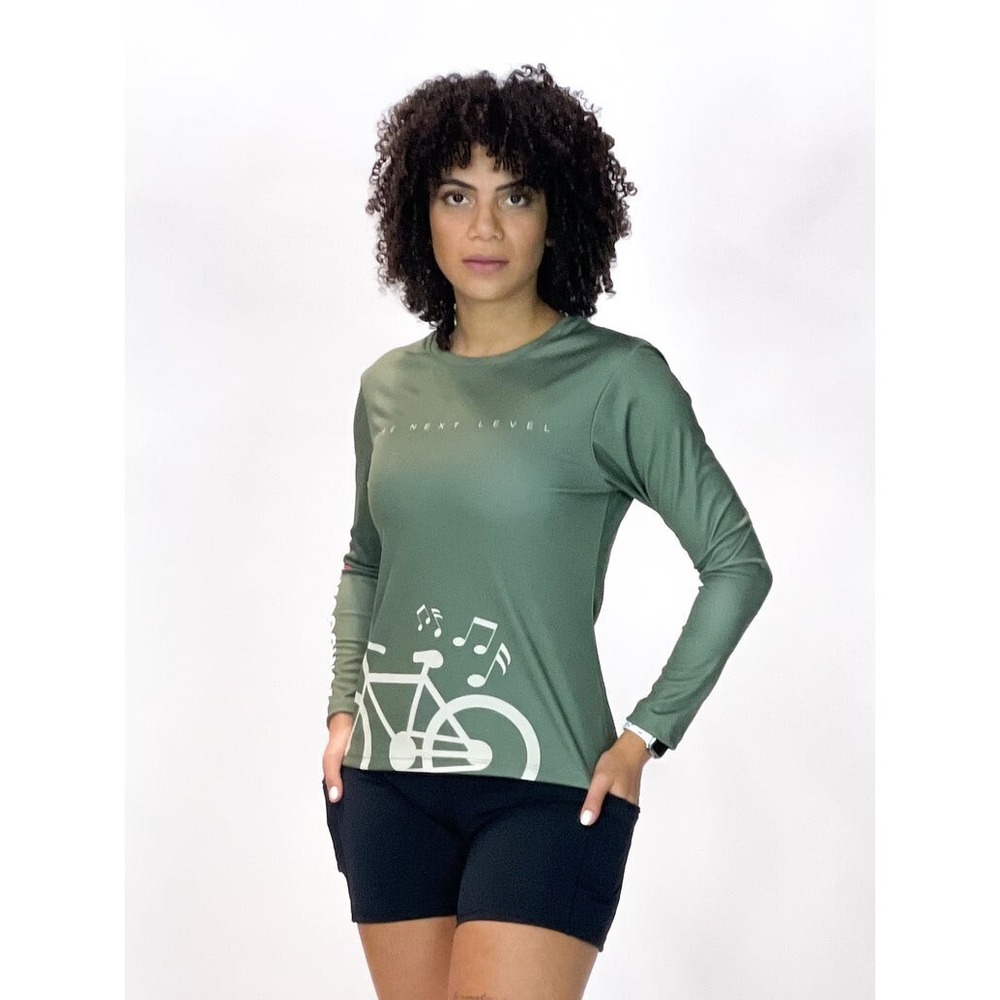 Purepower Cycling Women Long Sleeve Shirt Gray Music Indoor Outdoor Sz. S UPF 50